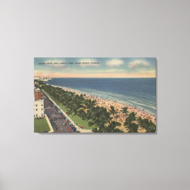 Toile Miami, FL - Ocean Drive et Lummus Park (Recto)