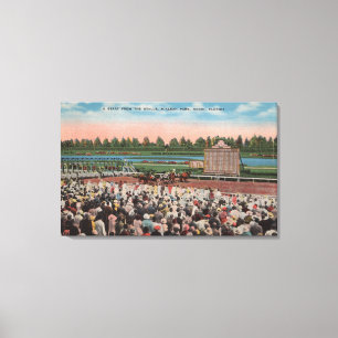 Toile Miami, FL - Vue sur le parc Hialeah avec le cheval