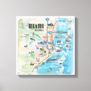 Toile Miami Florida Fine Art Imprimer Retro Vintage Cart