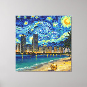 Toile Miami Golden Shore Soccer Élégant et Huile Beaux-A