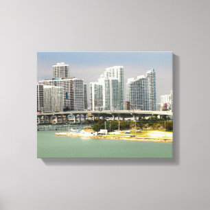 Toile Miami la Floride, horizon, édifices hauts, pont