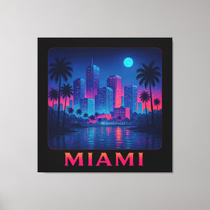 Toile Miami Moonrise - Ligne d'horizon néon