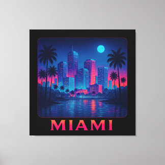 Toile Miami Moonrise - Neon Skyline