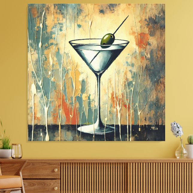 Toile Mid Century Mixed Media Martini Art (Insitu(Salon))