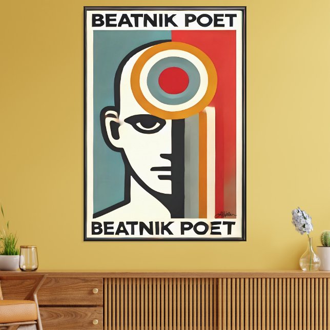 Toile Mid Century Modern Art Beatnik Poet (Insitu(Salon))