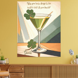 Toile Mid Century Modern Art Shamrock Martini Sláinte!
