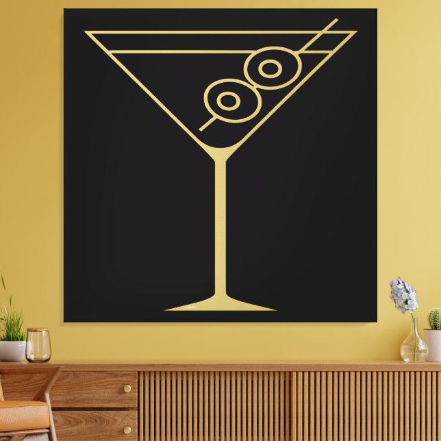 Toile Mid Century Modern Gold 2 Olive Martini (Insitu(Salon))