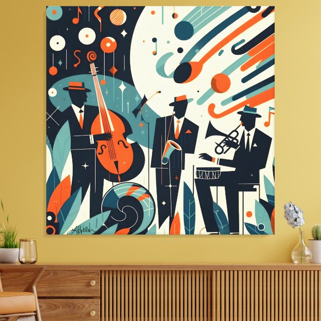 Toile Mid Century Modern Jazz Age Trio (Insitu(Salon))