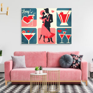 Toile Mid Century Valentine Dancing Couple