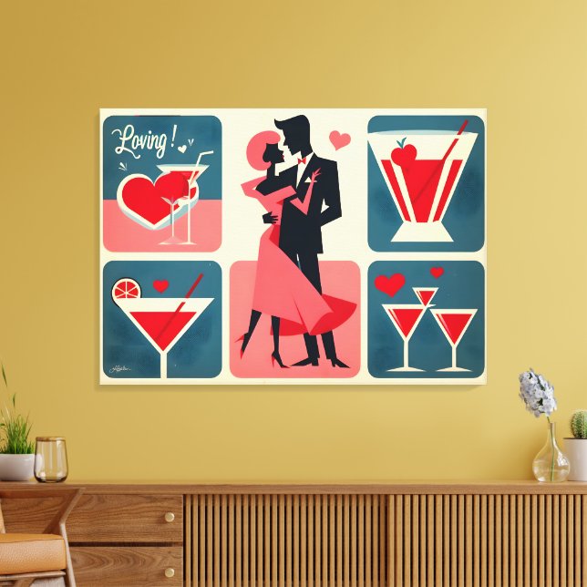 Toile Mid Century Valentine Dancing Couple (Insitu(Salon))