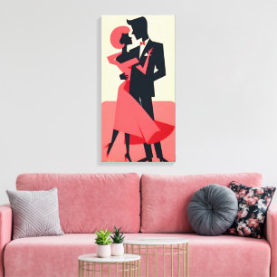 Toile Mid Century Valentine Dancing Couple