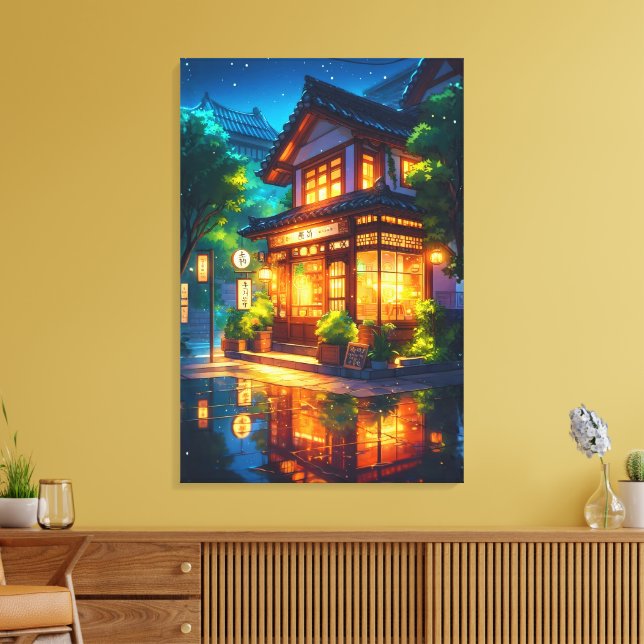 Toile Midnight Matcha – Café Japonais Cozy Lofi (Insitu(Salon))