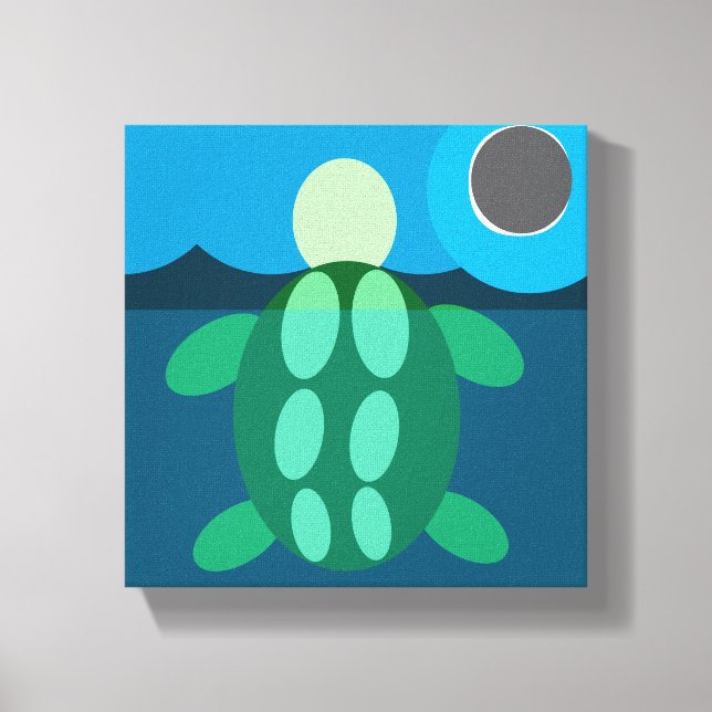 Toile Midnight swim turtle on canvas (Recto)