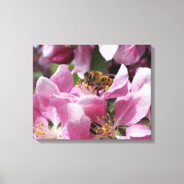 Toile Miel Abeille Pollinant Crabelle Rose Fleuve Arbre (Recto)