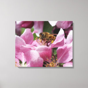 Toile Miel Abeille Pollinant Crabelle Rose Fleuve Arbre