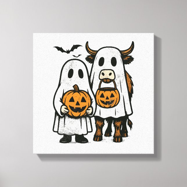 Toile Mignon automne vache des Highlands fantôme Hallowe (Recto)