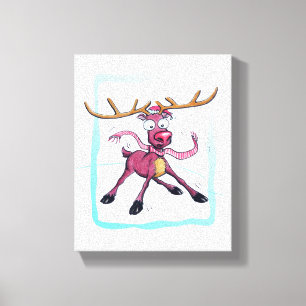 Toile Mignonne cerf sur la glace Drôle Noël vacances Car