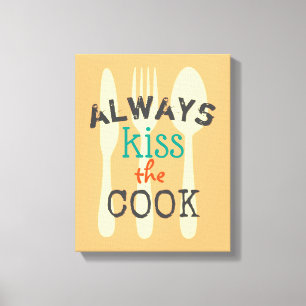 Toile mignonne cuisine mur art citation baiser cuisinier