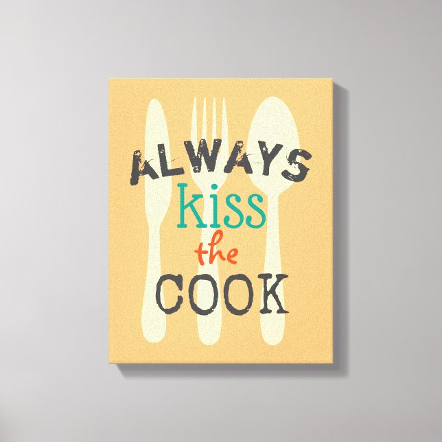Toile mignonne cuisine mur art citation baiser cuisinier (Recto)