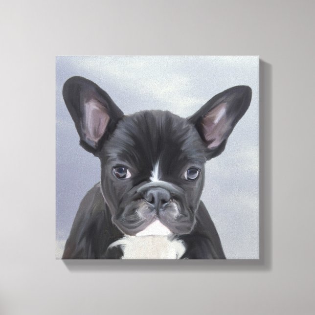 Toile Mignonne French Bulldog Eau Couleur Art Peinture (Recto)