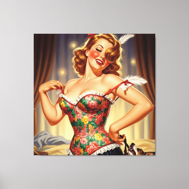 Toile Mignonne rousse fille avec chien (Recto)