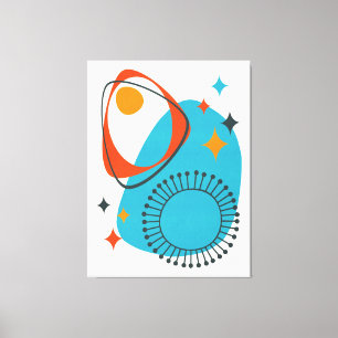 Toile Milieu du siècle moderne Âge atomique 14 Bleu, Rou