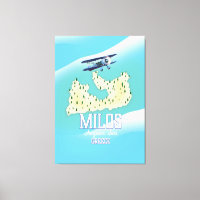 Milos, île grecque Carte art affiche de voyage.