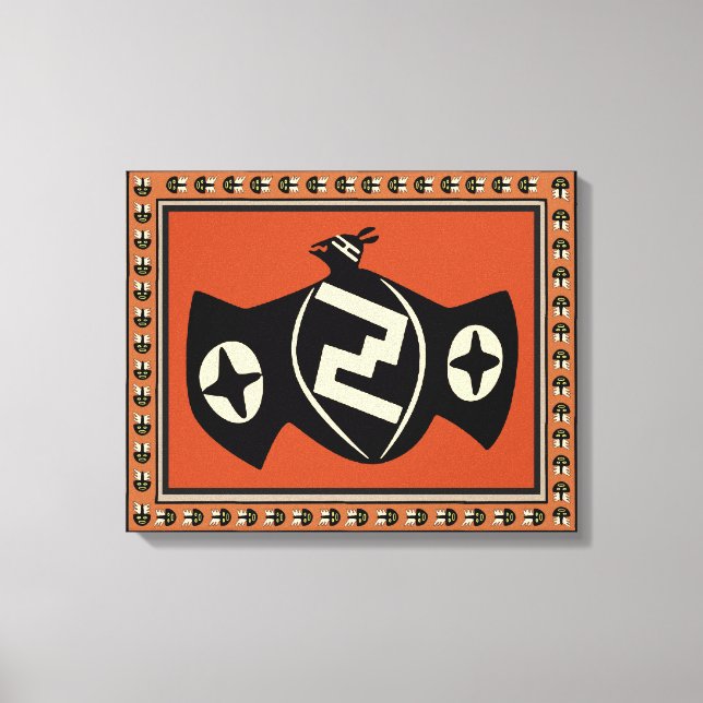 Toile Mimbres Amérindiens Bat Bird Enveloppé Canvas (Recto)