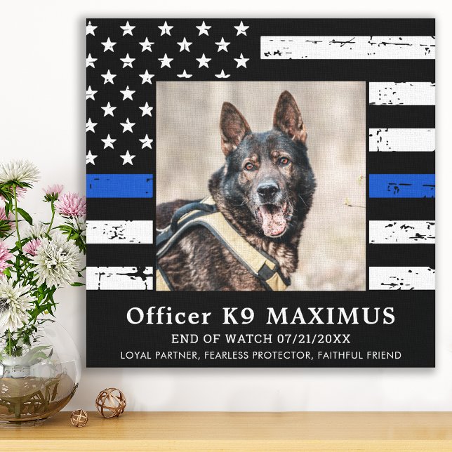 Toile Mince Ligne bleue K9 Agent Police Dog Memorial (Créateur téléchargé)
