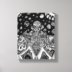 Toile Mindmelt Phrame Noir Blanc Dessin au trait
