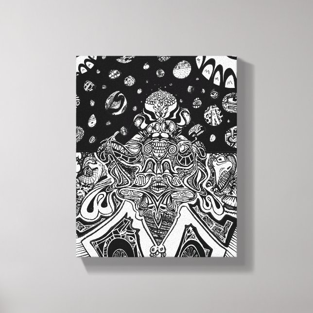 Toile Mindmelt Phrame Noir Blanc Dessin au trait (Recto)