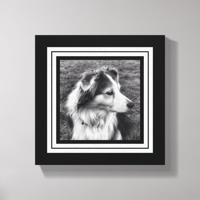 Toile Mini taille Pic de téléphone noir et blanc (Recto)