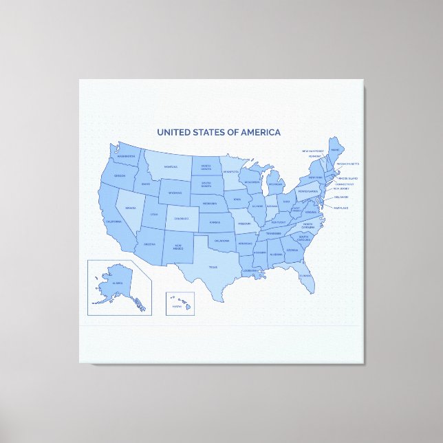 Toile Minimal Blue United States Map Illustration (Recto)