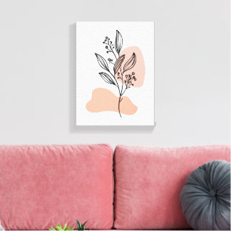 Toile Minimal Line Art Floral Canvas – Soft Pastel Botan