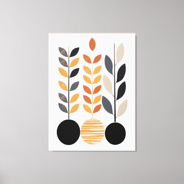Toile Minimalisme géométrique : Feuilles en Abstrait (Recto)