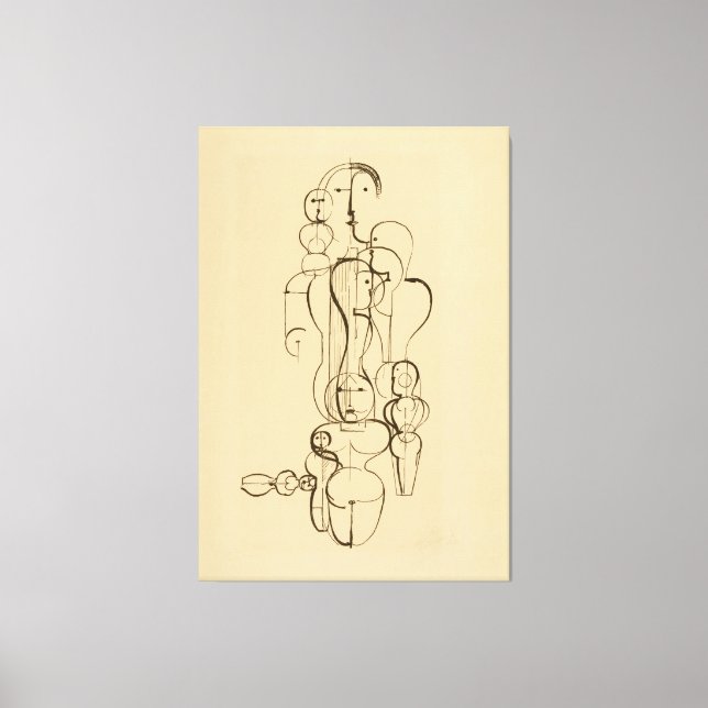 Toile Minimalist Abstract Figurative Line Drawing  Vinta (Recto)