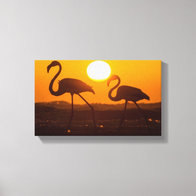 Toile Minimalist Flamingo Silhouette Sunset  (Recto)