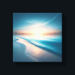 Toile Minimalist Tropical Sunset over Calm Turquoise<br><div class="desc">A serene and ethereal digital painting capturing a minimalist sunset over a tranquil turquoise sea. The sun glows softly on the horizon, casting warm pastel hues across the sky and reflecting on the gentle waves as they touch the smooth white shore. This peaceful composition is perfect for modern minimalist homes,...</div>