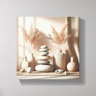Toile Minimalist Zen Still Life Art - Balanced Stones an