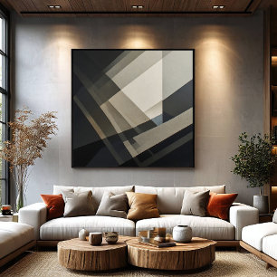 Toile Minimaliste Abstrait Neutre Rayure Diagonale