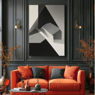 Toile Minimaliste Abstrait Noir Blanc Gris