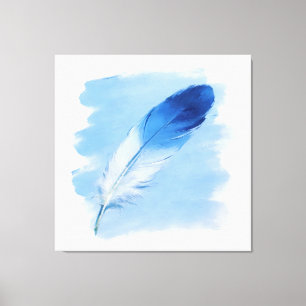 Toile Minimaliste Coup de pinceau d'huile 3D bleu côtier