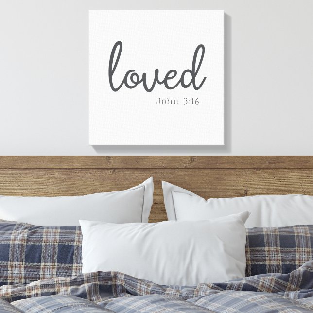 Toile Minimaliste Jean 3:16 aimé  (Insitu(Chambre))