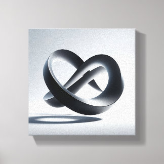 Toile Minimaliste Moderne Nœud Infini 3D - Méta Abstrait