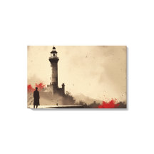 Toile minimaliste phare avec accents rouges