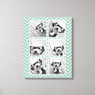 Toile Mint Chevron Motif avec Collage photo 6 tendance