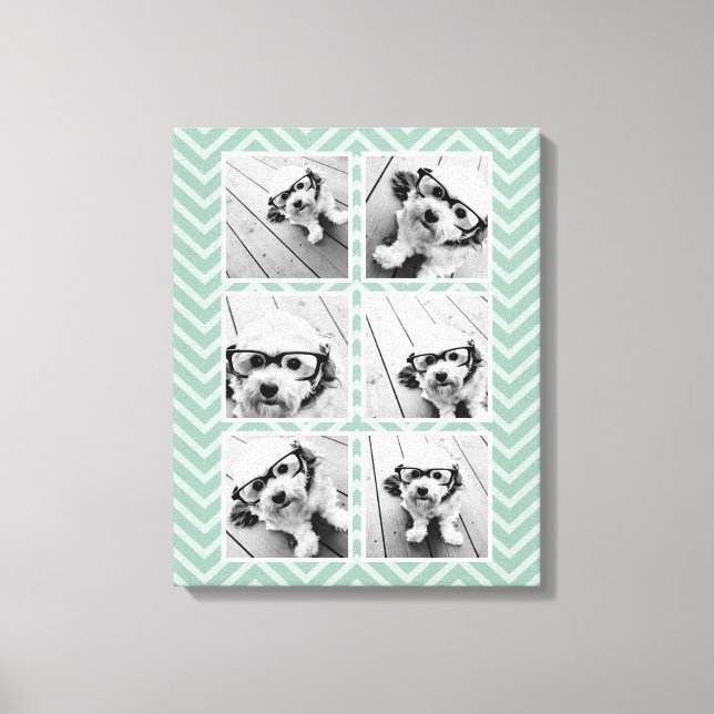 Toile Mint Chevron Motif avec Collage photo 6 tendance (Recto)