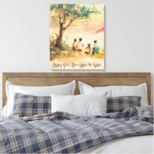 Toile Missions salésiennes Art à l'aquarelle