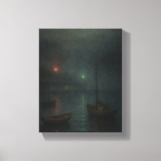Toile Misty Harbour Twilight - Impressionniste Maritime
