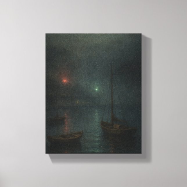 Toile Misty Harbour Twilight - Impressionniste Maritime (Recto)